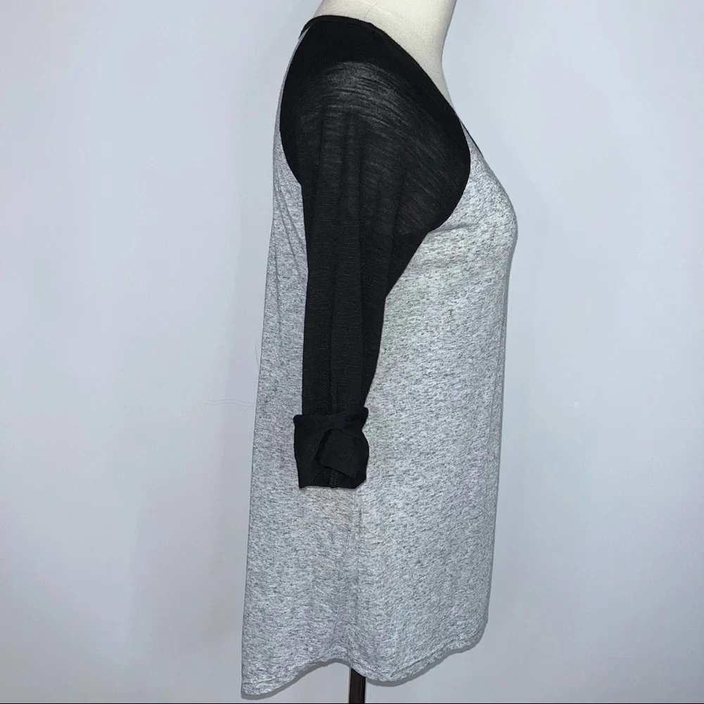 MOA MOA Gray Black Crew Neck Raglan Shirt Small Aztec Front Pocket - Picture 6 of 12